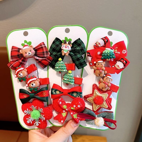 Mollette Per Capelli Di Natale Per Bambini Fiocchi In Tessuto Babbo Natale Pupazzo Di Neve Accessori Festa