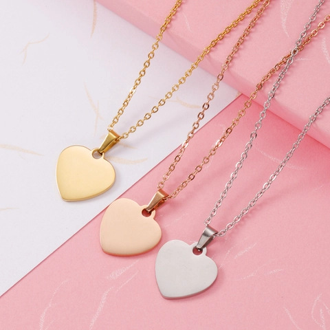 Collar Colgante Corazón Acero Inoxidable Minimalista Pulido Espejo Joyería Para Mujeres Hombres Elegante