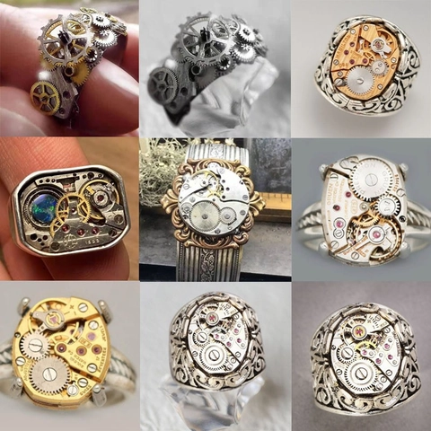 Steampunk Mechanische Uhrwerk Zahnrad Ring Legierung Vintage Industrie Stil Schmuck Für Herren Damen Gotik Accessoire
