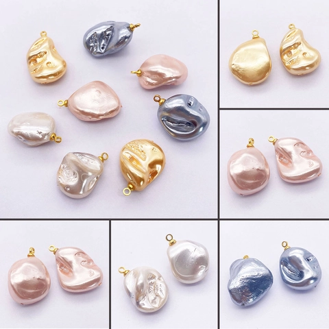Baroque Irregular Imitation Artificial Pearl Pendants Glass Lacquer Beads With Metal Loops For DIY Jewelry Making Crafts