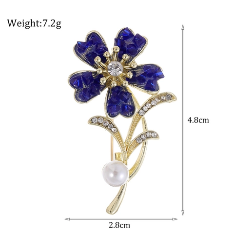 Elegante Spilla a Fiore per Donna Placcata in Oro Lega di Zinco Strass Perla Artificiale Vintage Accessori per Camicia da Abito