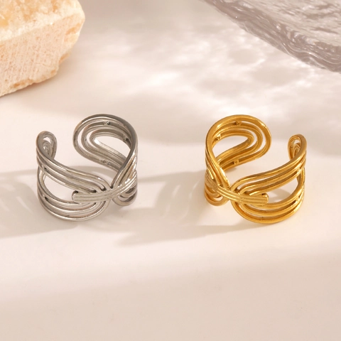 Geometrischer Mehrlagiger Linienring Edelstahl Verstellbar Mode Minimalistischer Schmuck Für Frauen Modernes Accessoire