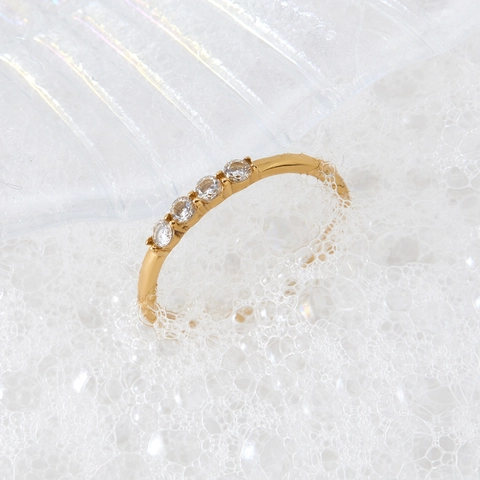 Anello Minimalista in Acciaio Inossidabile 316 con Zirconia per Donna Squisito Intarsio Geometrico Anello alla Moda Gioielli Regalo