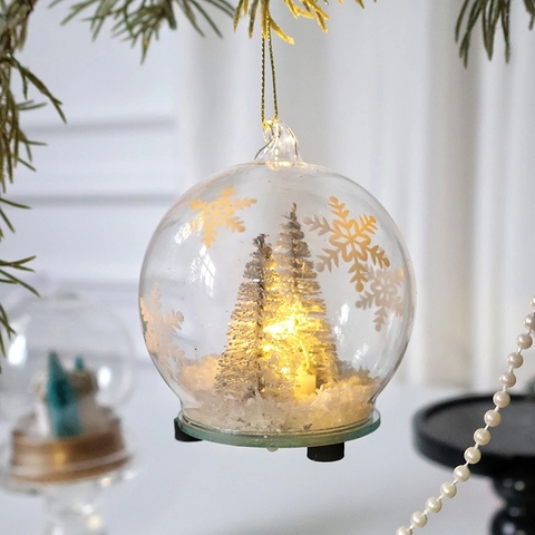 Palla Di Neve Di Natale Ornamento Sospeso LED Paesaggio Miniatura Casa Renna Albero Vetro Plastica