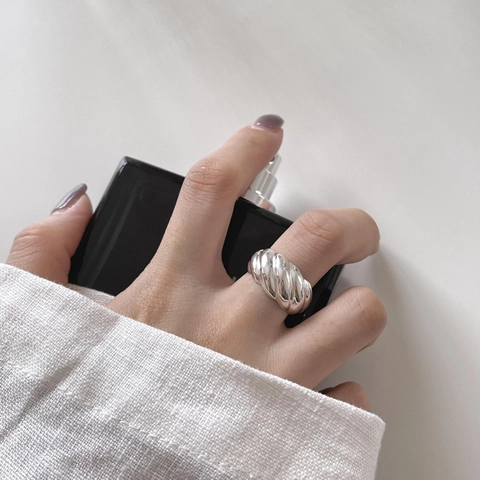 Anello Croissant In Argento Sterling 925 Minimalista Design Aperto Regolabile Stile Francese Retrò Gioielli Per Donna