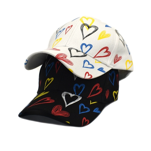 Cappello Da Baseball Graffiti Con Motivi A Cuore Colorati Cotone Cappello Da Sole Regolabile Streetwear Per Uomini Donne