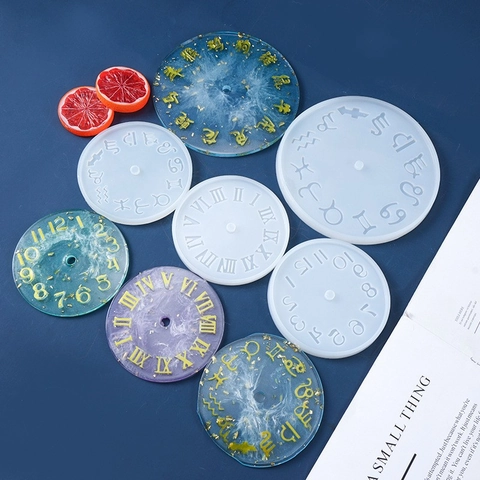 Silicone Clock Mold Round Roman Numerals Zodiac Symbols For Resin Casting Handcraft Wall Hanging Decoration