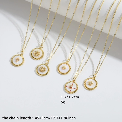 Collana con Pendente Minimalista in Rame Zirconia Conchiglia Donna Gothic Punk Stella Luna Sole Farfalla Croce Oro
