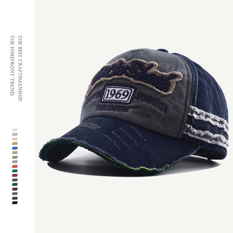 Vintage Baseball Kappe Gewaschene Baumwolle Distressed Zerrissen Stickerei Patchwork Verstellbar Sonnenhut Streetwear