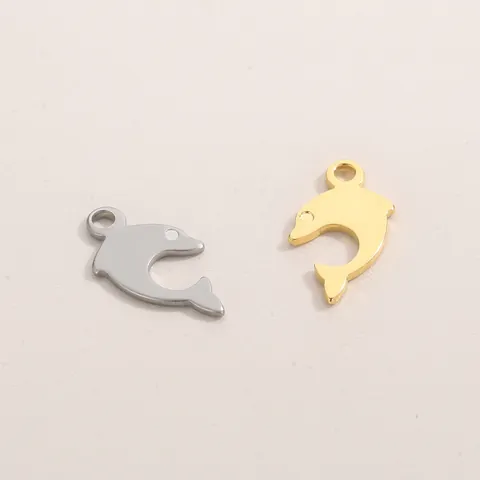 Dolphin Pendant Charms Stainless Steel DIY Jewelry Making Accessories Minimalist Cartoon Animal Fashion Style