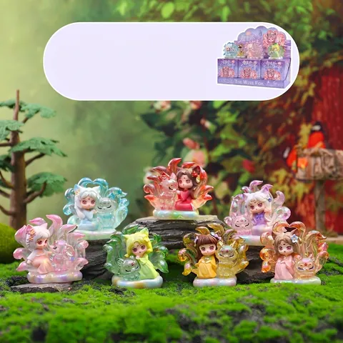 Mythische Neunschwänzige Fuchs Kitsune Figur Blind Box Spielzeug Harz Statue Chinesischer Stil Schreibtisch Deko
