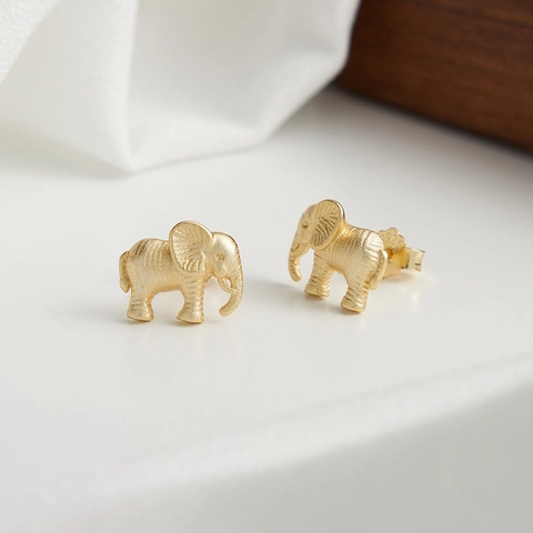 Boucles D Oreilles Éléphant En Argent Sterling 925 Mignon Minimaliste Forme Animale Finition Mate Bijou Cadeau