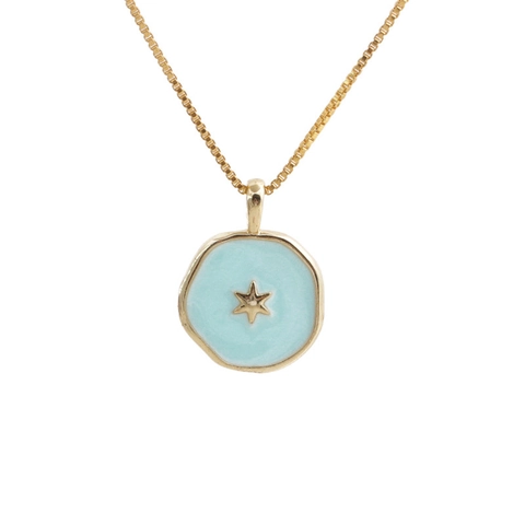 Collar Colgante Esmalte Cobre Chapado Oro Formas Estrella Luna Corazón Cadena Caja Joyería Moda Mujer