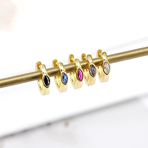 Pendientes De Aro Huggie Circonita Talla Marquesa Con 925 Sterling Silver Earring Post Cobre Joyería Minimalista Mujer