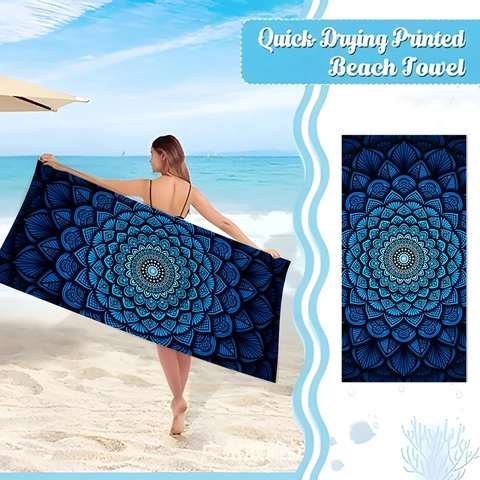 Microfiber Beach Towel Quick Drying Mandala Printed Bohemian Style Lightweight Absorbent For Travel Swimming Outdoor