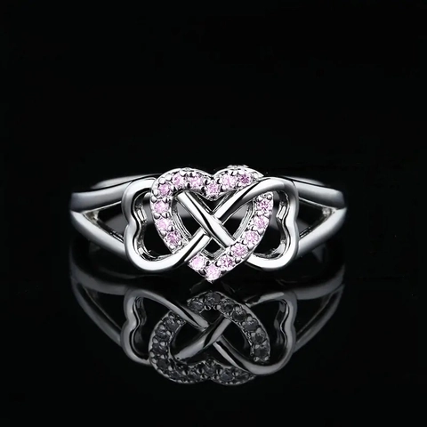 Infinity Heart Intertwined Ring Copper Zirconia Inlaid Romantic Fashion Jewelry Gift For Women Elegant Anniversary Accessory