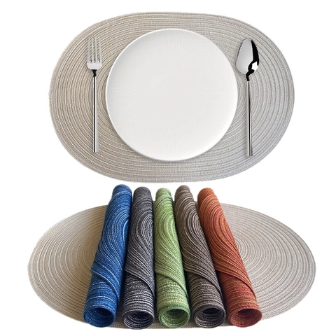 Tovaglietta Intrecciata Ovale Cotone Resistente Al Calore Fatto A Mano Lavabile Cucina Pranzo Decorativo