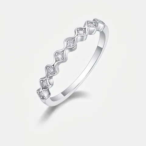 925 Sterlingsilber Moissanit Wellenring Für Damen Bogenkante Eternity Pave Band Mode Minimalistischer Pendler Schmuck Ring Geschenk