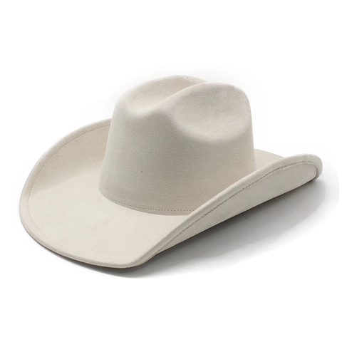 Sombrero De Vaquero Occidental Ala Ancha Gamuza Sintética Fieltro Retro Exterior Clásico Jazz Cap Color Sólido Ajustable