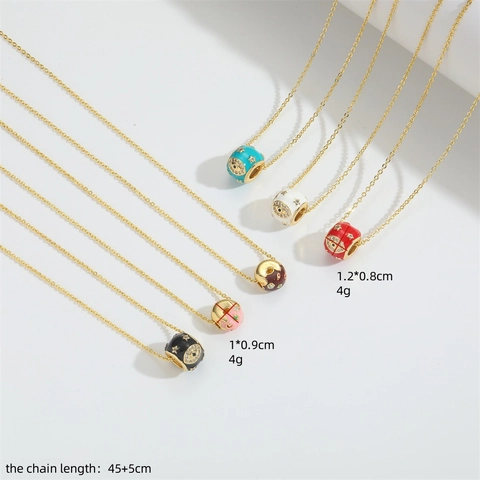 Donut Pendant Necklace Copper Enamel Evil Eye Star Zircon Inlaid Trendy Fashion Jewelry For Women