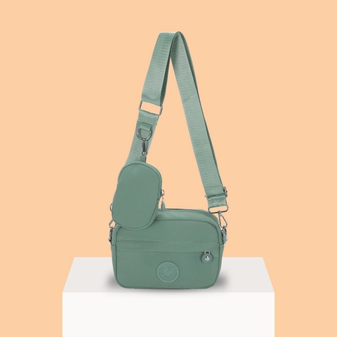 Borsa Tracolla Donna Nylon Resistente All'acqua Leggera Borsa A Spalla Con Mini Pochette Rimovibile Stile Casual