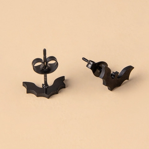 Boucles D'oreilles Puces Et Bague Chauve-souris Bijoux En Alliage Avec Tige En Acier Inoxydable Style Punk Gothique Halloween