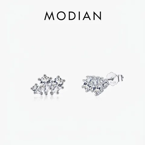 Geometrische Cluster Tropfen Zirkonia Stecker Mit 925 Sterling Silber Ohrstecker Für Damen Funkelnd