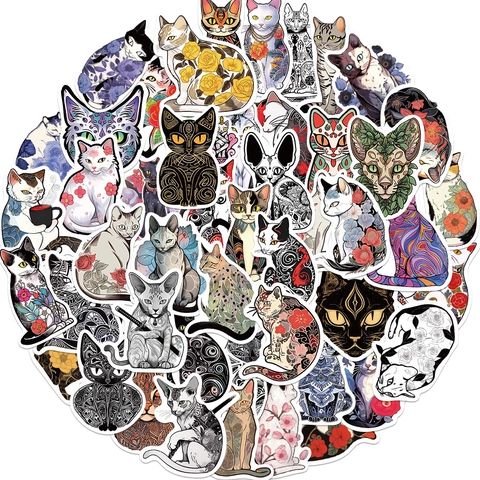 Japanse Stijl Schattige Kat Stickers Waterdicht PVC Kunst Decals Voor Waterbeker Laptop Skateboard Journaling Decor Cadeau