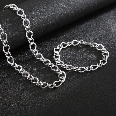Collar Y Pulsera De Cadena De Cable Torsionada De Acero Inoxidable 316L Eslabones En Forma De Corazón Joyería Hip Hop