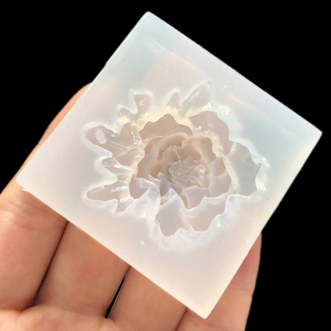Moule En Silicone Fleur 3D Surface Miroir Vintage Rose Pivoine Motif Pour Bricolage Bijoux Épingle À Cheveux Résine Artisanat Cuisson Ornement