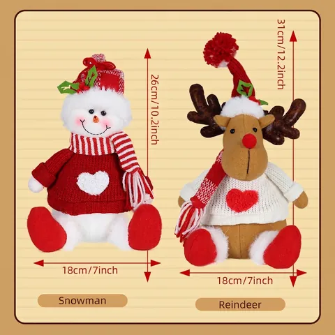 Kerst Pluche Poppen Kabouter Ornamenten Gebreid Polyester Sneeuwpop Rendier Hart Decoratie Feestdagen Bureau