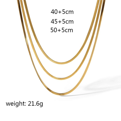 Collier Et Bracelet Femme Multi Rangs Chaîne Serpent Plaqué Or 18K Acier Inoxydable Durable Élégant Bijoux Tendance