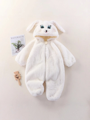 Cute Animal Cartoon Infant Baby Romper Warm Plush Jumpsuit For Newborn Boys Girls Autumn Winter Hooded Onesie Pajamas