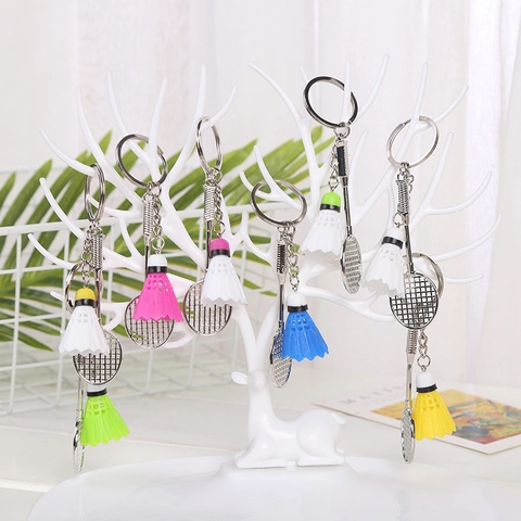 Mini Racchetta da Badminton Tennis Portachiavi Metallo PVC Palla Sportiva Ciondolo Per Auto Chiavi Borsa Decorazione Sport Fan Souvenir