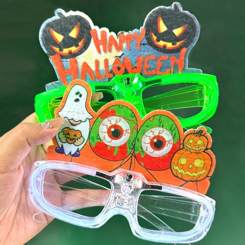 Halloween LED Glowing Glasses Plastic Felt Festive Party Costume Props Pumpkin Bat Ghost Decorative Eyewear