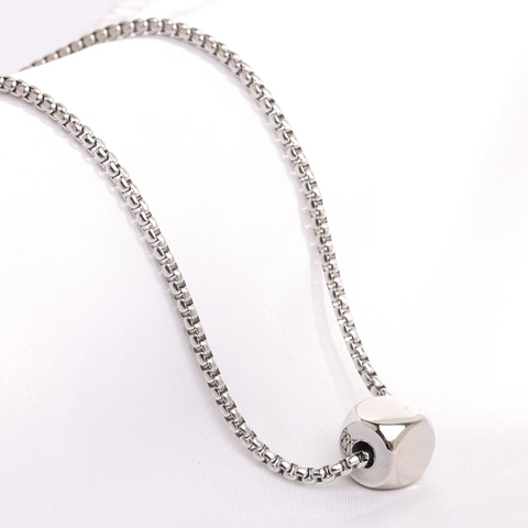 Collana Con Ciondolo A Cubo In Acciaio Inossidabile 304 Minimalista Catena Box Lucida Gioielli Geometrici Per Uomo Donna
