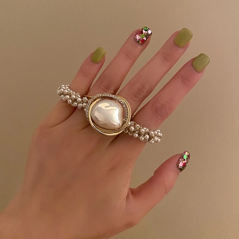 Élastique À Cheveux Élégant En Künstliche Perles Rétro Alliage Strass Support Queue De Cheval Pour Femmes