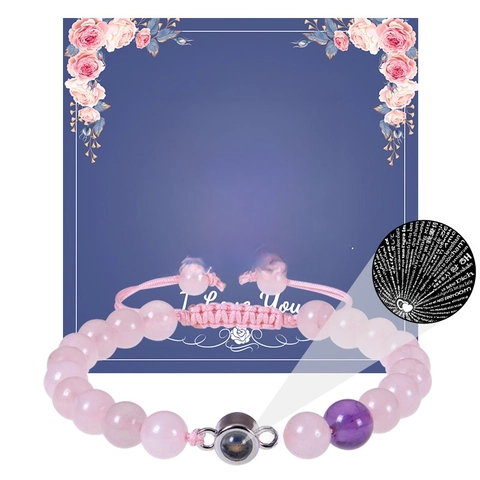 Braccialetto Intrecciato in Pietra Naturale Cento Lingue Ti Amo Proiezione Braccialetto Regalo Sentimentale Per Moglie Figlia Gioielli Cuore