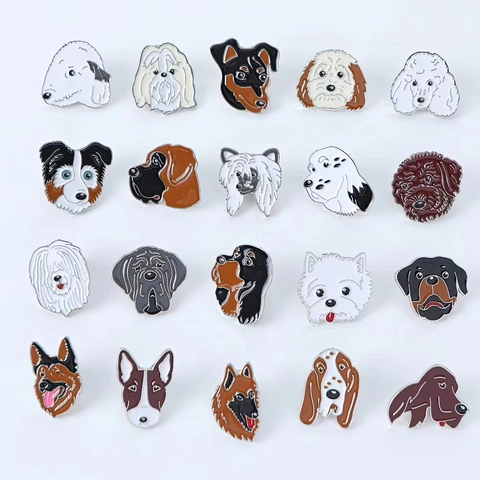 Cartoon Dog Enamel Pin Brooch Zinc Alloy Animal Head Badge For Clothing Bag Decorative Jewelry Accessory For Pet Lovers
