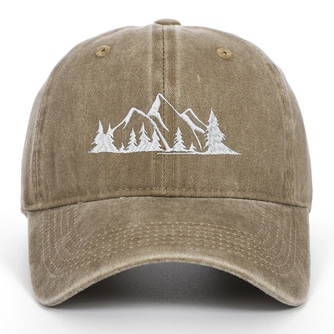 Casquette De Baseball En Coton Lavé Broderie Montagne Forêt Vintage Chapeau Solaire Extérieur Pour Hommes Femmes