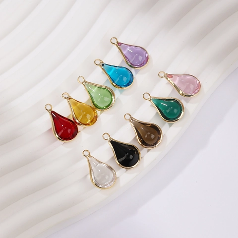 Teardrop Crystal Charms Copper 18K Gold Plated Water Drop Pendants For DIY Jewelry Making Necklace Bracelet Findings