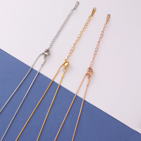 Snake Chain Necklace 304 Stainless Steel 18K Gold Plated Minimalist Basic DIY Link Chain With Lobster Clasp Extension
