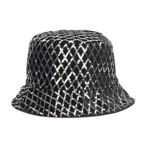 Chapeau Bob À Paillettes Étincelant Motif Losange Brillant Polyester Protection Solaire Mode Party Pour Hommes Femmes