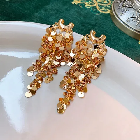 Orecchini Pendenti Con Nappa E Paillettes A U Disco Tondo Frangia Gioielli Donna Con Perno In Argento Sterling 925