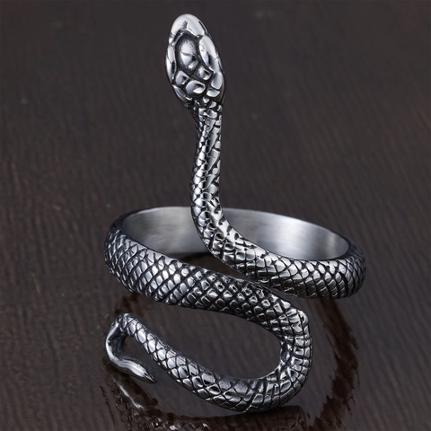 Anello Serpente Vintage Punk Acciaio Inossidabile Forma Animale Lucidato Gotico Retro Gioielli Per Uomo E Donna Inalterabile