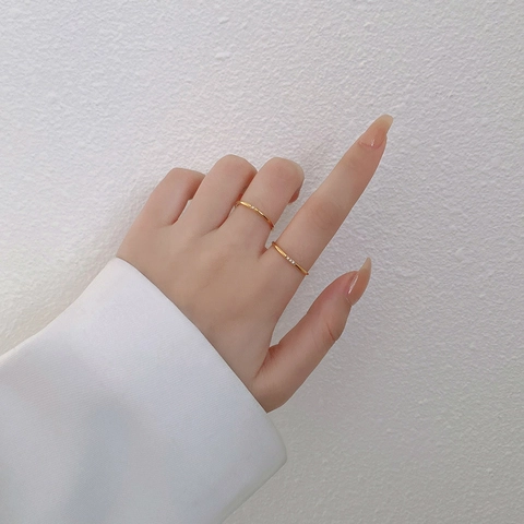 Minimalist Ultra Thin Titanium Steel Ring Zircon Inlaid Simple Elegant Fashion Dainty Finger Jewelry For Women