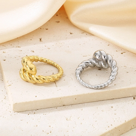 Anello In Acciaio Inossidabile Torsione Vintage Da Donna Design Nodo A Spirale Di Moda Gioielli Accessorio