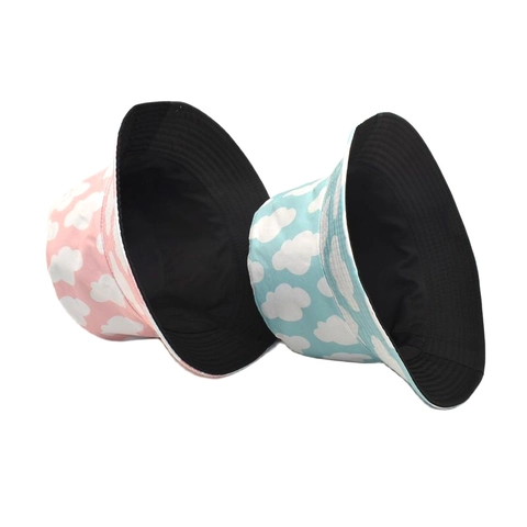 Bucket Hat Reversible Polyester Blue Sky White Cloud Print Breathable Sun Protection Casual Sunshade Cap Unisex