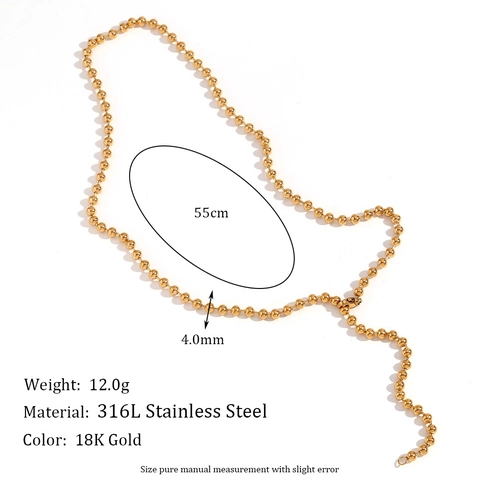Collana A Catena Con Sfere Minimalista Placcata Oro 18K Acciaio Inossidabile Gioielli Per Donna Moda Stile Ins