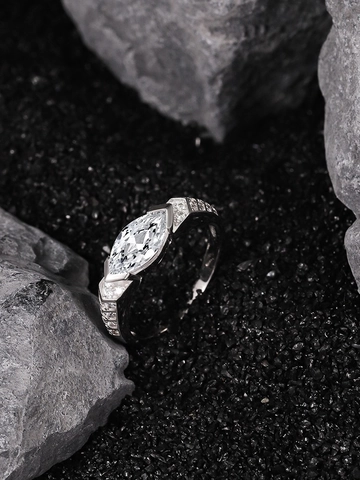 Eye Of Horus Moissanit Ring 925 Sterling Silber Marquise Schliff Punk Hip Hop Verstellbarer Finger Schmuck Herren Damen